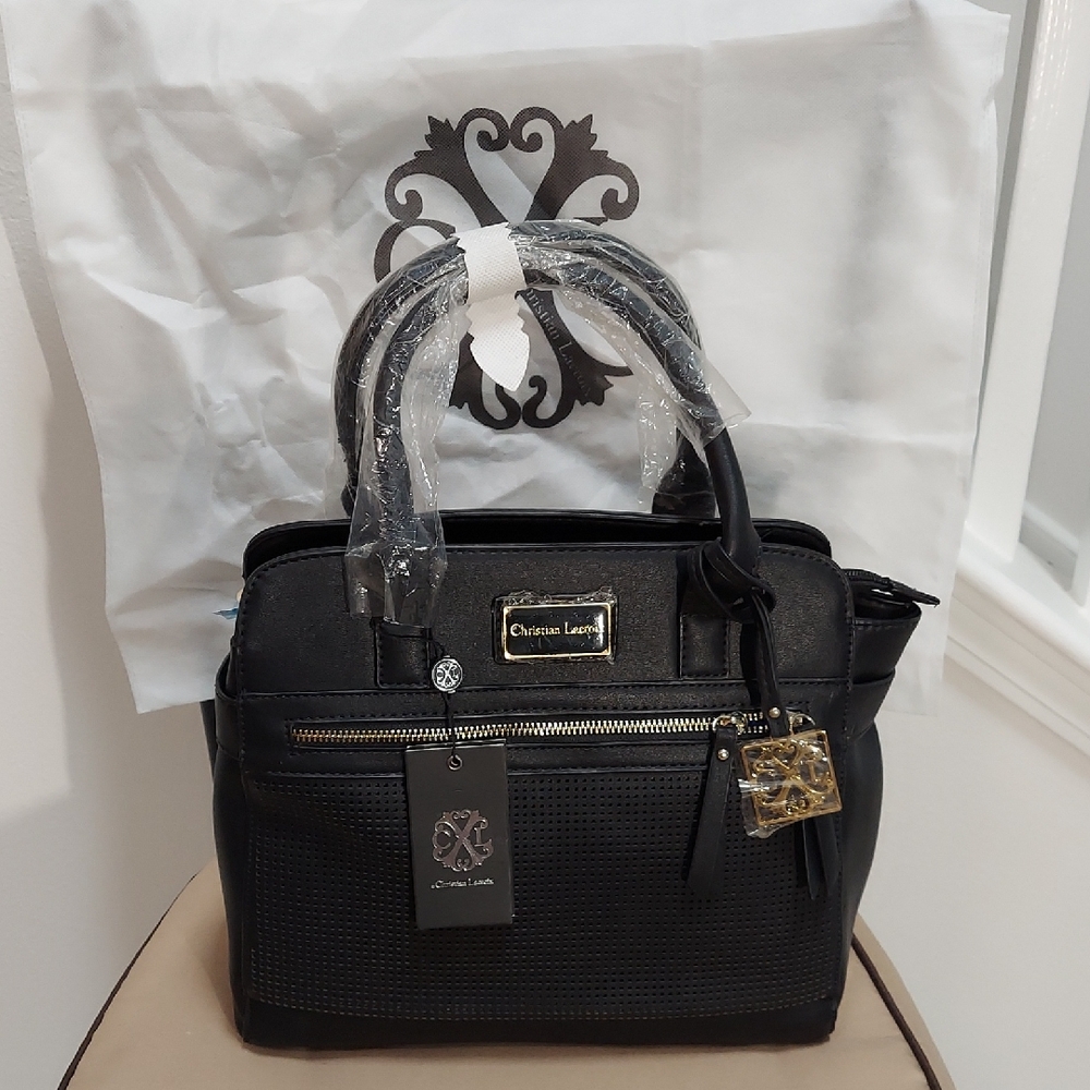 Christian Lacroix Bag, NWT, CXL Vegan, Black, Gold Accents